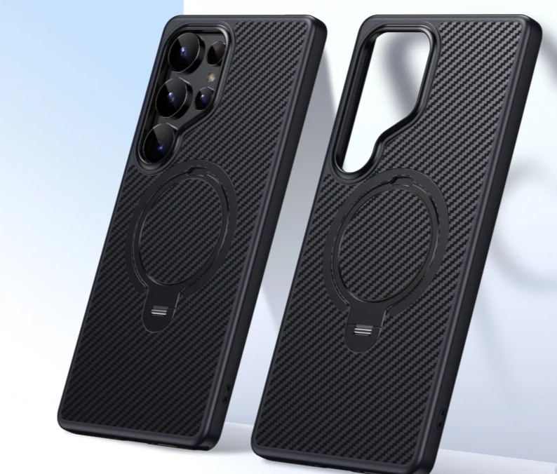 360° Carbon Magnethülle mit Ständer für Galaxy S25