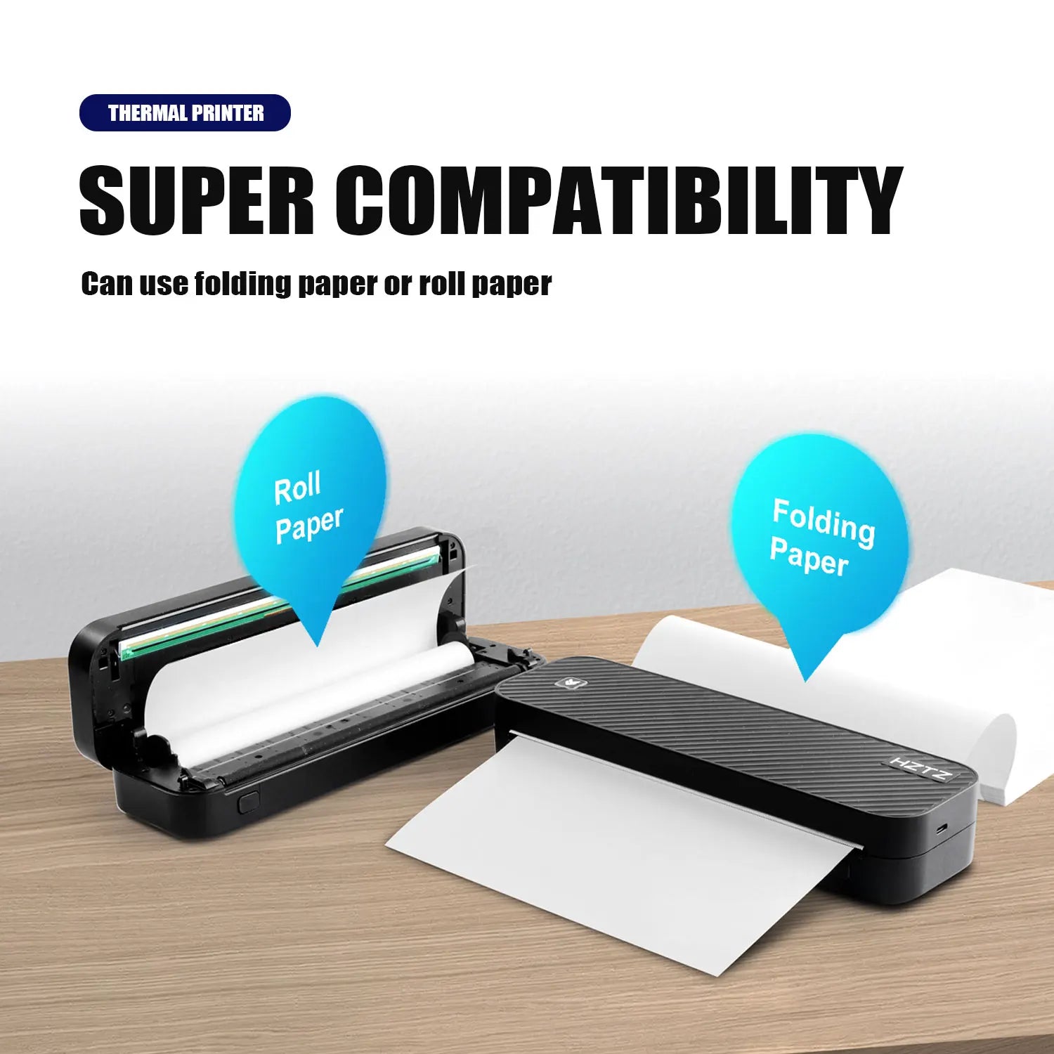 Portable Bluetooth A4 thermal printer, paperless