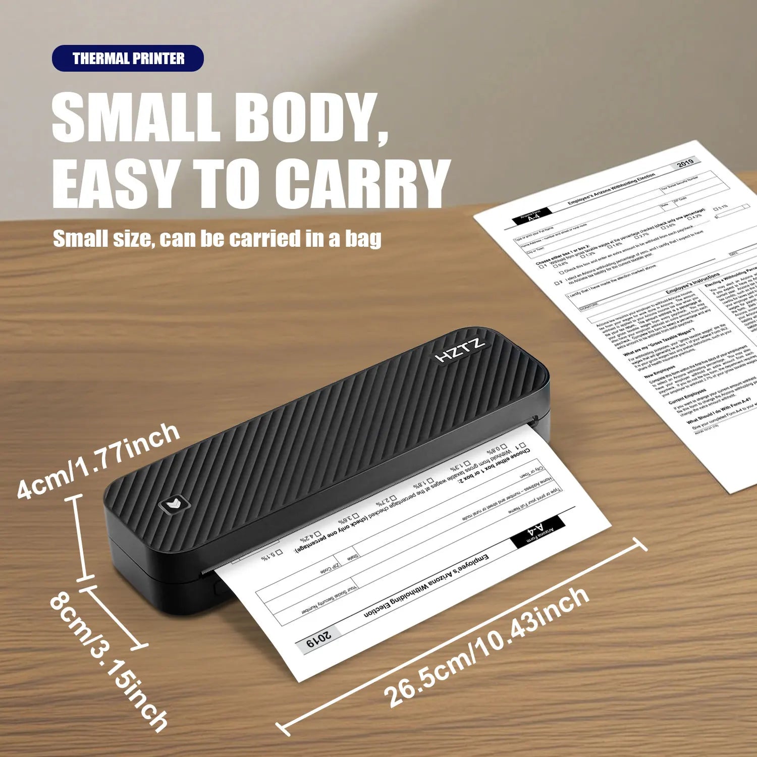 Portable Bluetooth A4 thermal printer, paperless