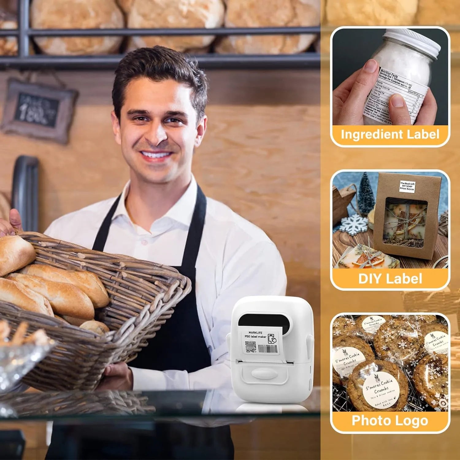 P50 Bluetooth Thermodrucker für Etiketten & QR-Codes