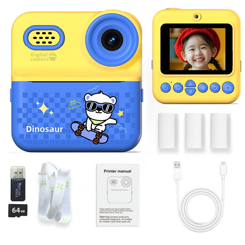 Neue Kinderkamera Mini Sofortdruck 1080P HD 64G