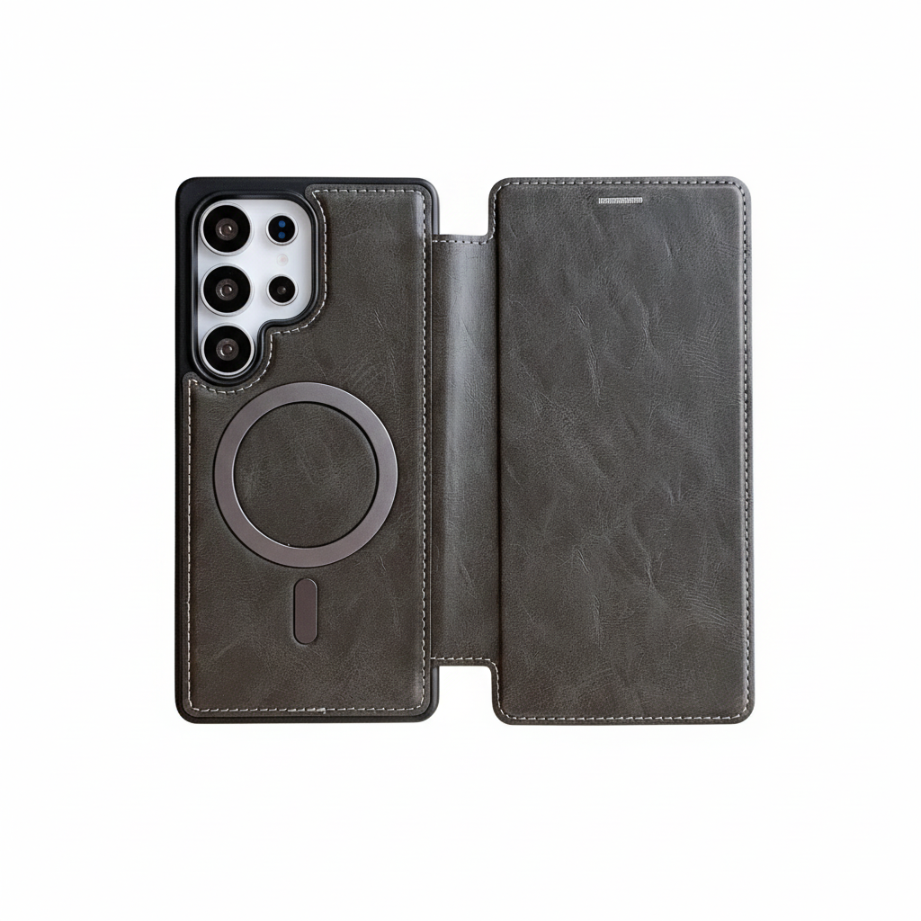 Luxus Lederhülle mit RFID & MagSafe für Galaxy S25