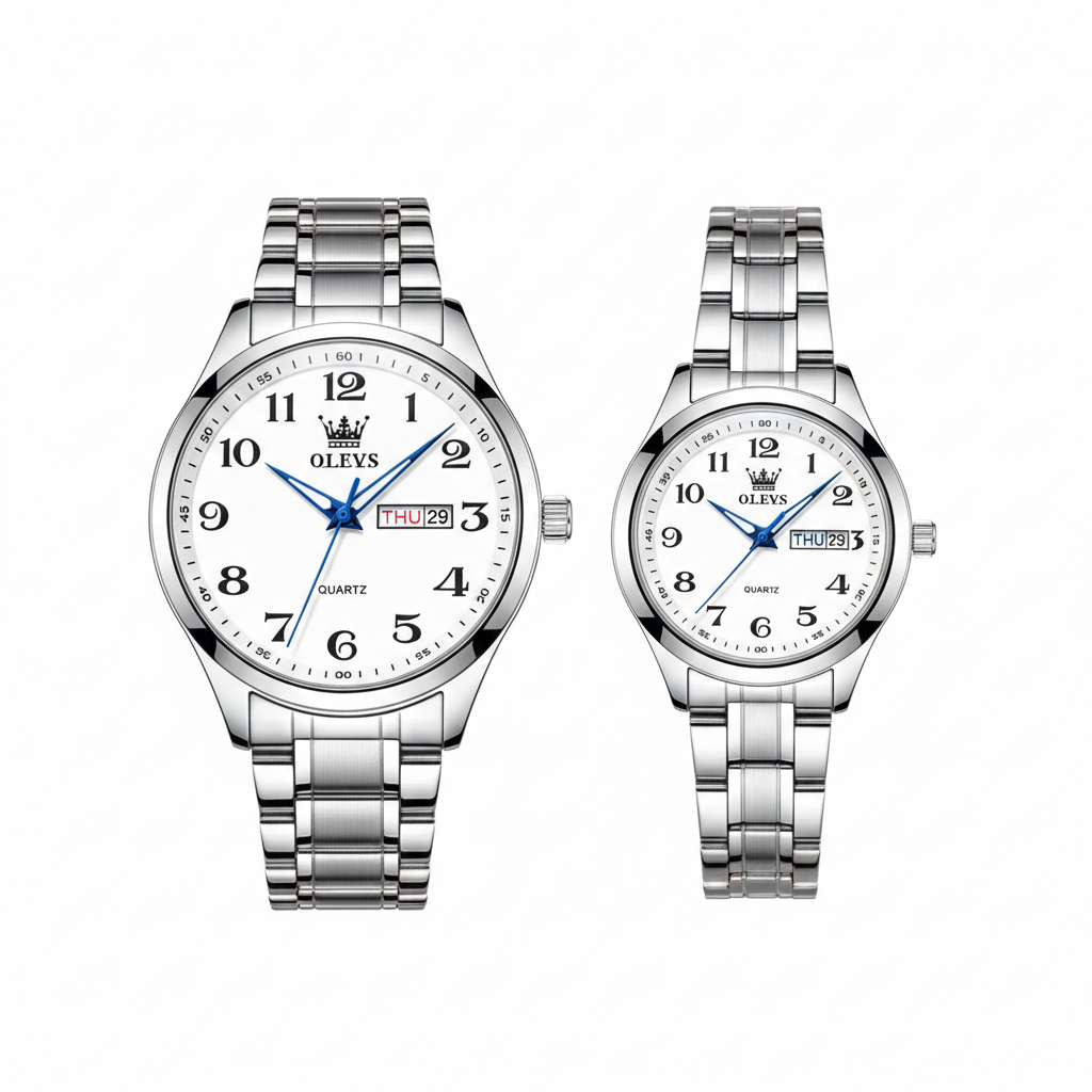 Luxus Herren-Uhr – Edelstahl Quarz Armbanduhr mit Kalender, Wochentag Anzeige und Wasserdicht