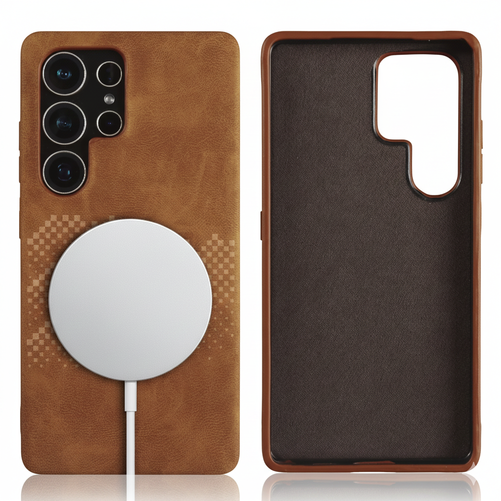 Luxury Leather Magsafe Case for Samsung S25 Ultra