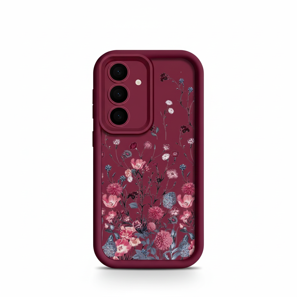 Elegante rote Blumenhülle für Samsung Galaxy & A-Serie