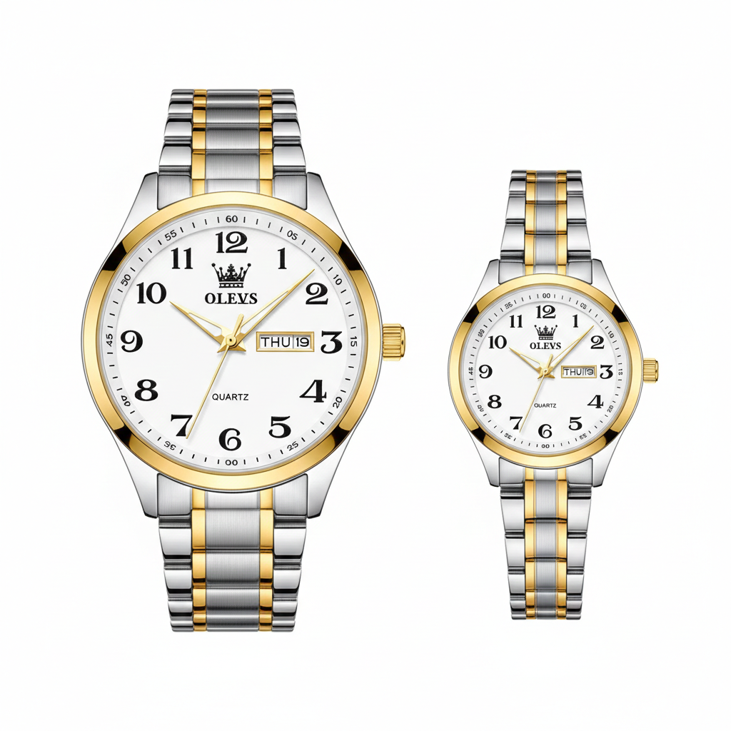 Luxus Herren-Uhr – Edelstahl Quarz Armbanduhr mit Kalender, Wochentag Anzeige und Wasserdicht