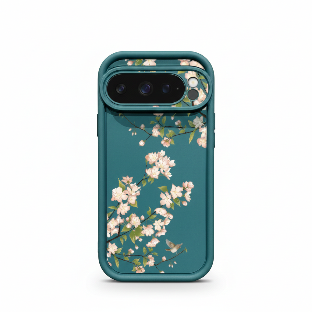 Blumen Silikonhülle für Google Pixel 9 Pro, Stoßfest