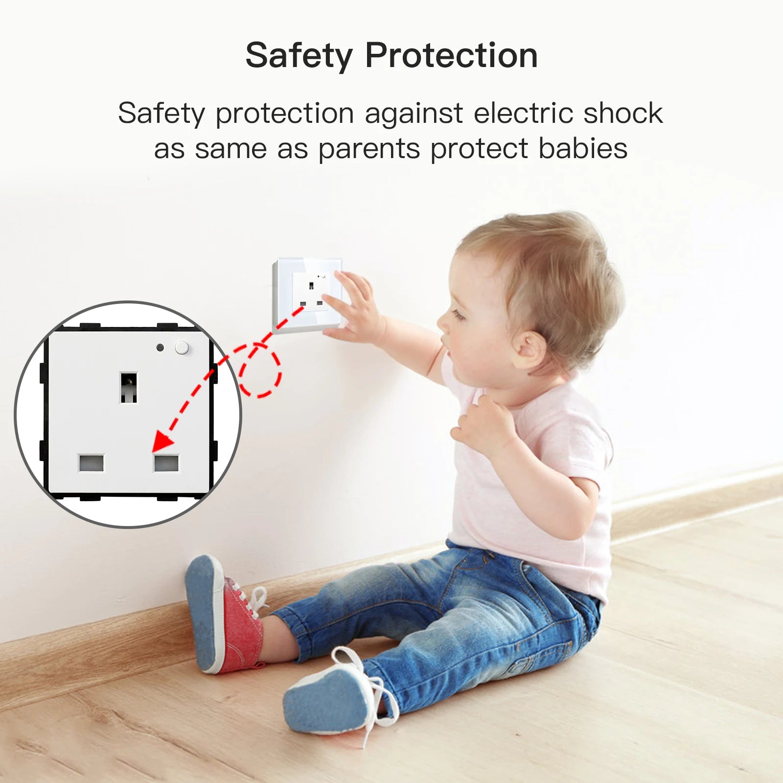 UK Wandsteckdose Glas Panel Smart 13A