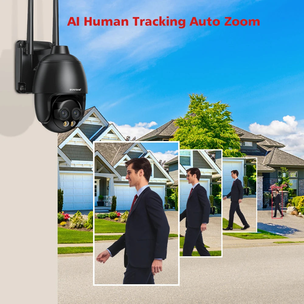 8MP dual-lens WiFi/4G/POE camera with auto tracking