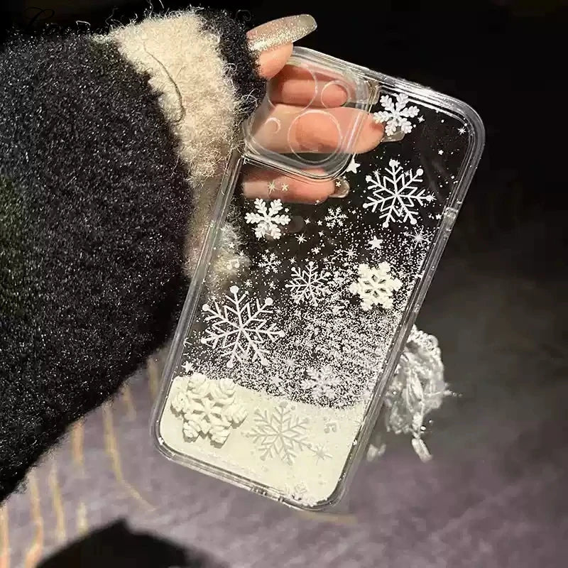 Glitzer Schneeflocken TPU Hülle für iPhone 16