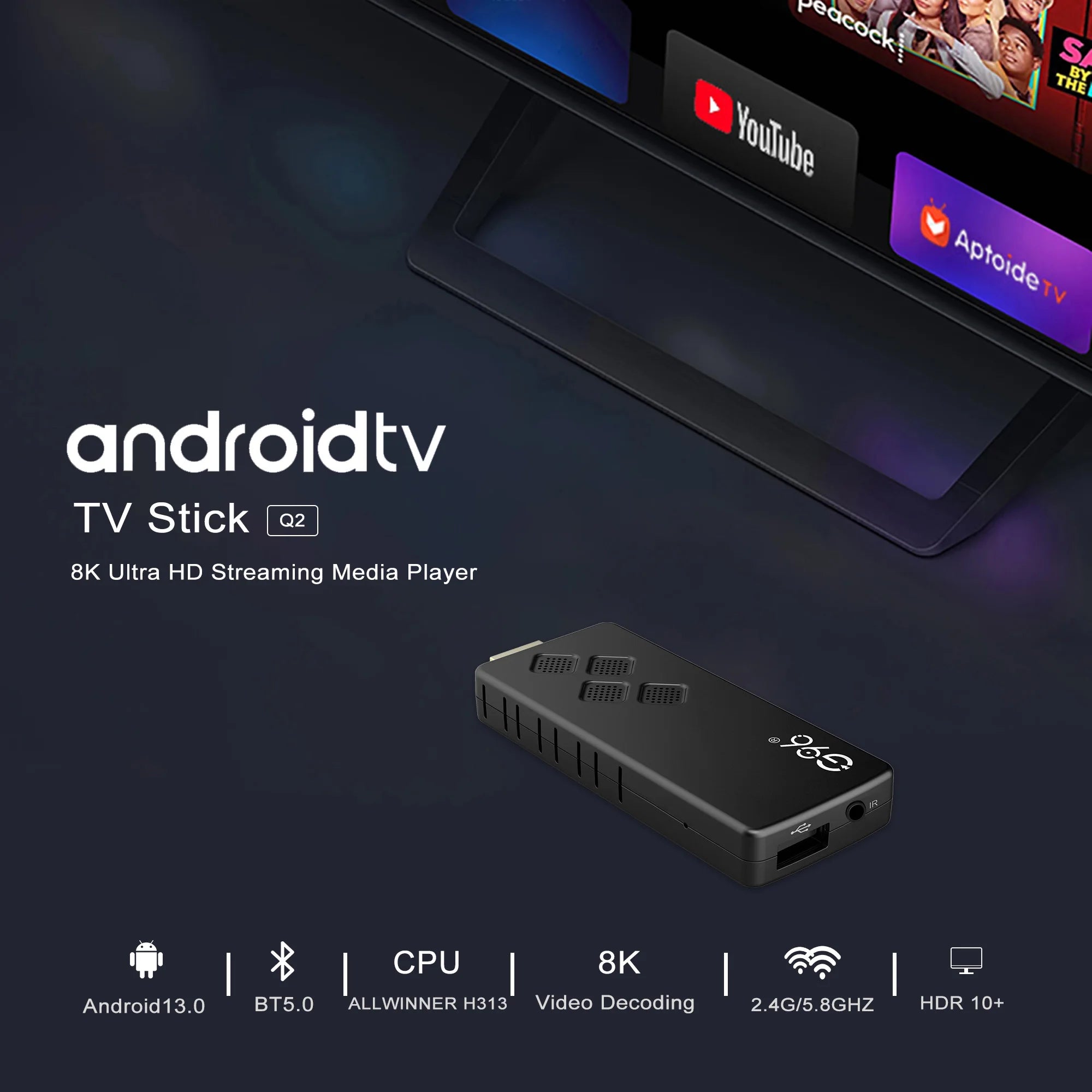 4K Android TV Stick G96 mit HDR10+ und Dual-Band WLAN
