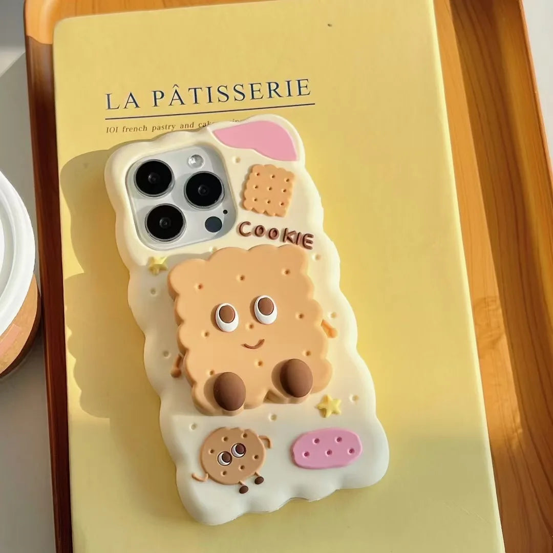 Cute 3D phone case with stand for iPhone 16