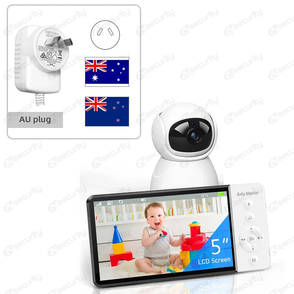 5-inch baby monitor with PTZ camera and night vision