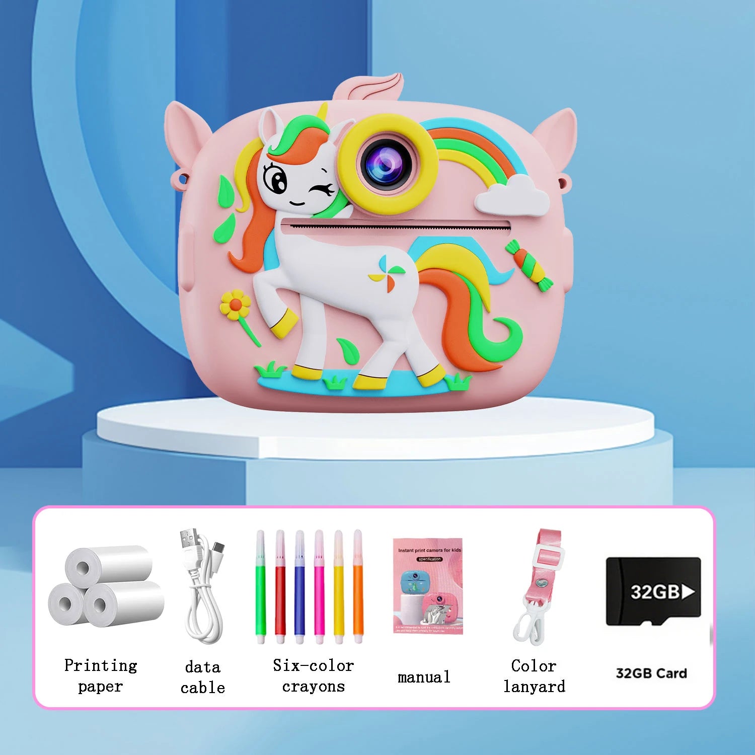 Kinder Dino Sofortbildkamera mit 1080P Dual Linse