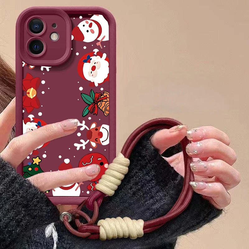 Cute Christmas phone case with red chain for Pixel