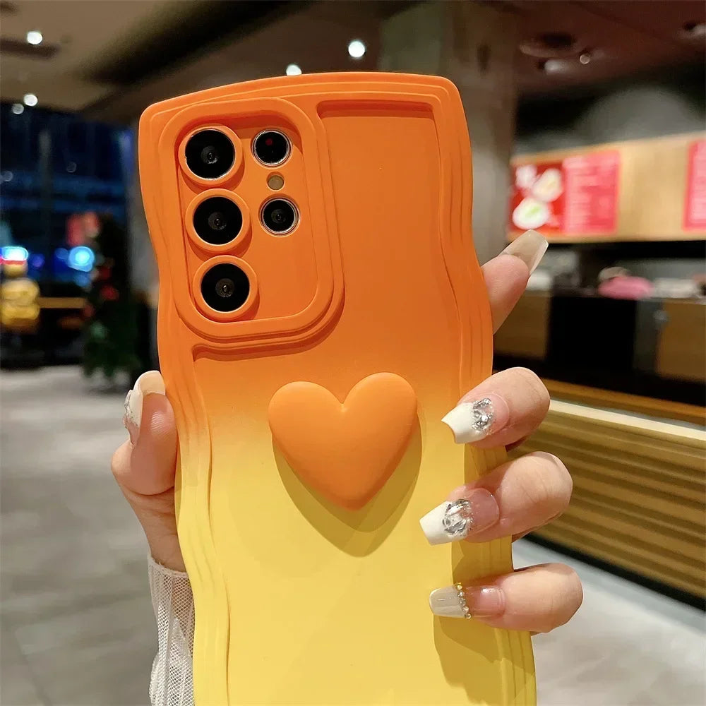 Gradient Wave Lanyard Case with Heart Handle