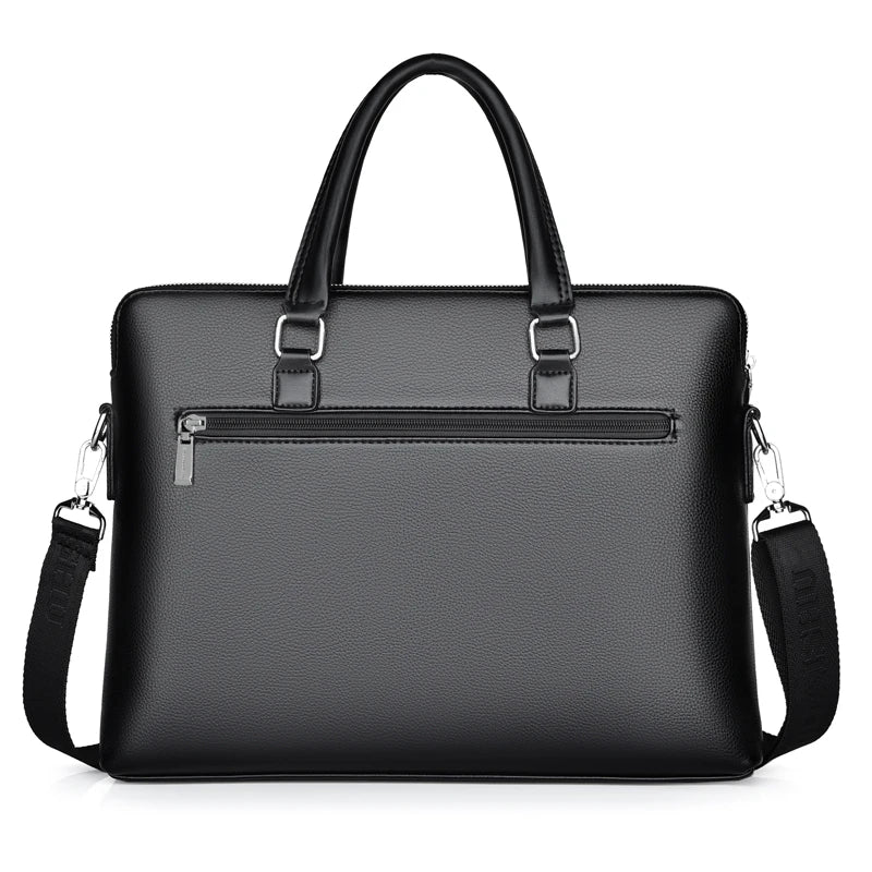 Branded leather briefcase for men, 15.6 inches