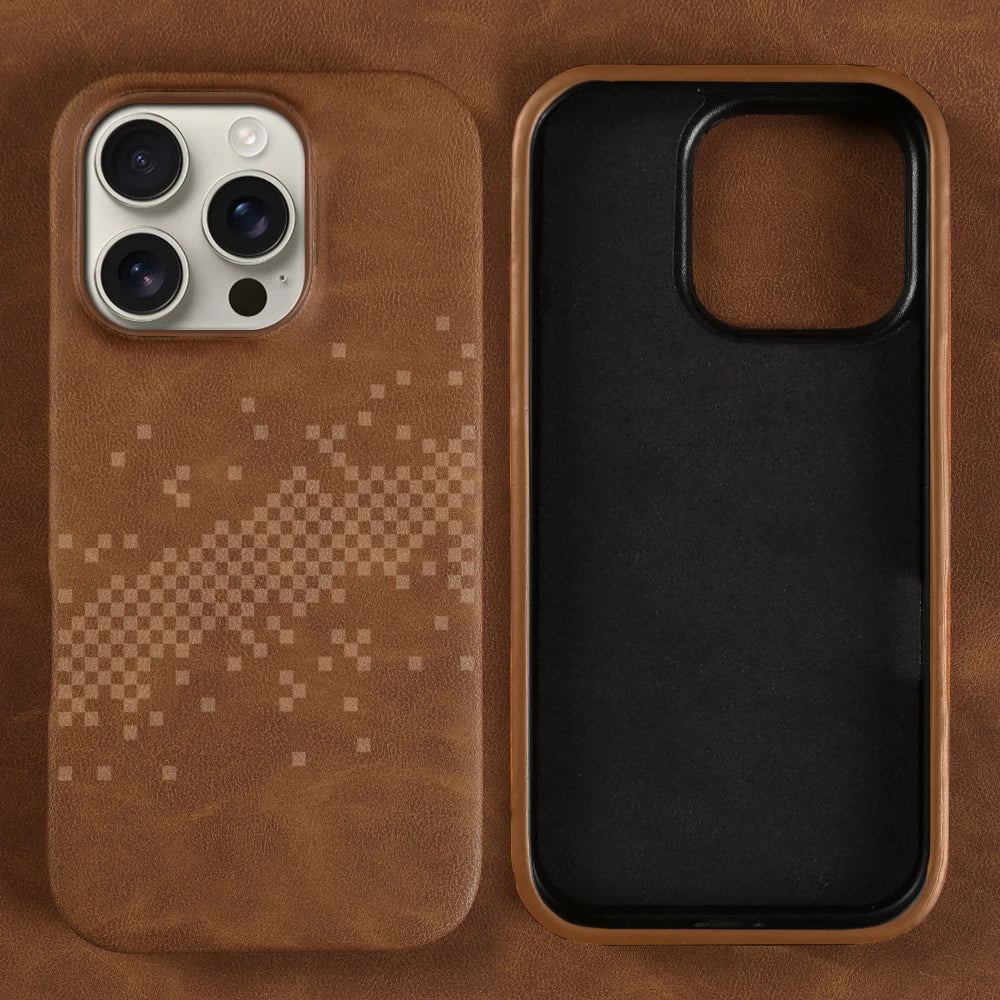 Luxury Leather Case for iPhone 17-15 Pro Max, Shockproof