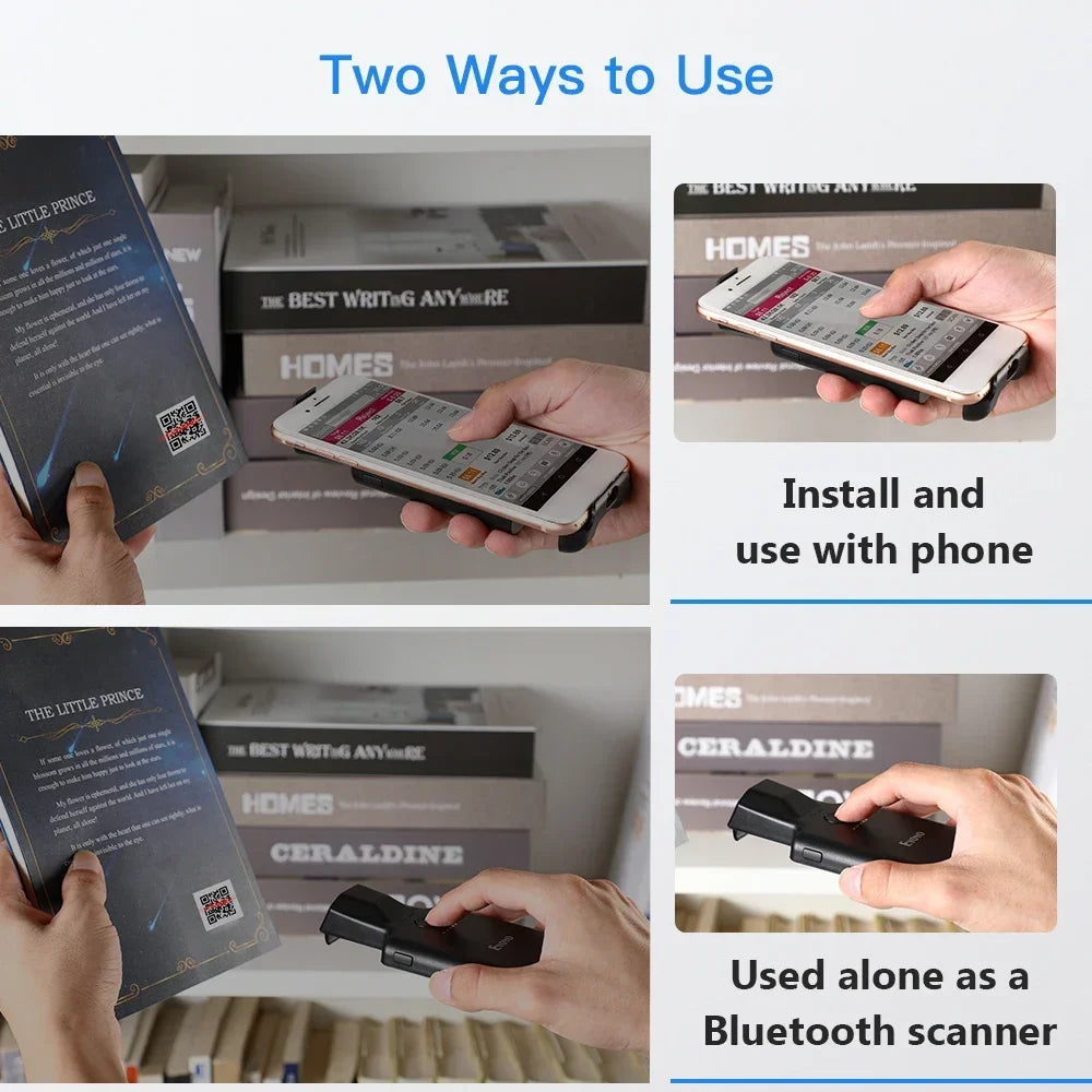 Portable 2D barcode scanner with USB & Bluetooth