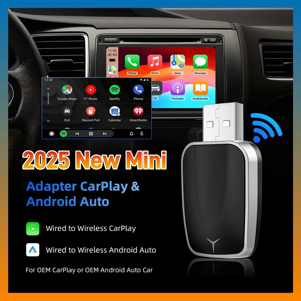 2-in-1 KI Adapter CarPlay Android Auto kabellos