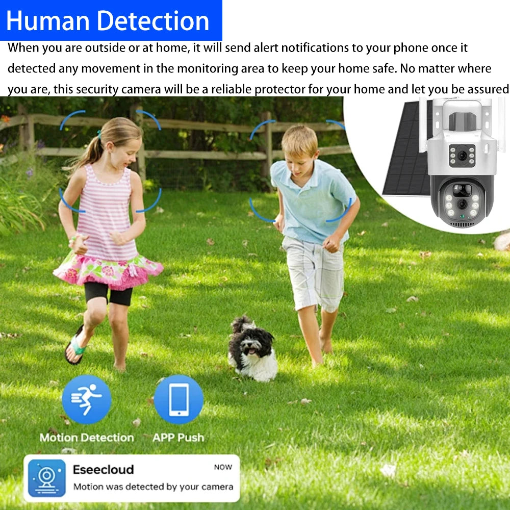 4K Dual-Screen PTZ WLAN Solarkamera mit PIR Sensor