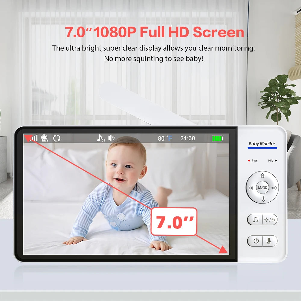 7'' Kabelloser HD Baby Monitor mit 4X Zoom