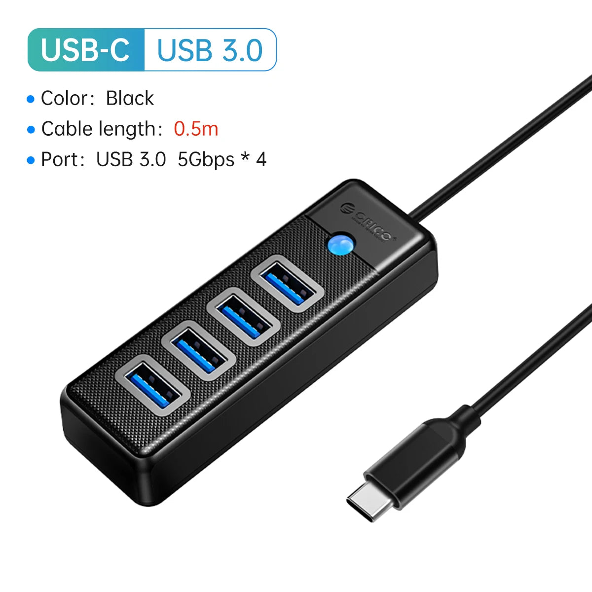 USB 3.0 HUB 4-Port Typ-C Splitter