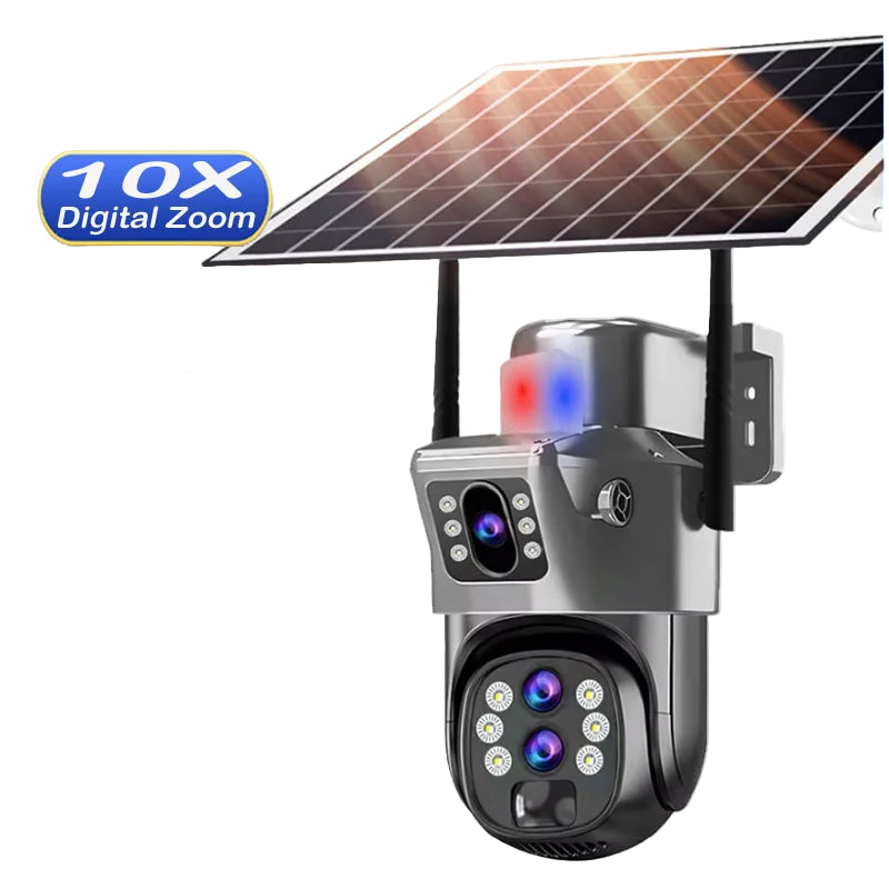Solar Outdoor Kamera 12MP 6K 4G SIM 10X Zoom PTZ