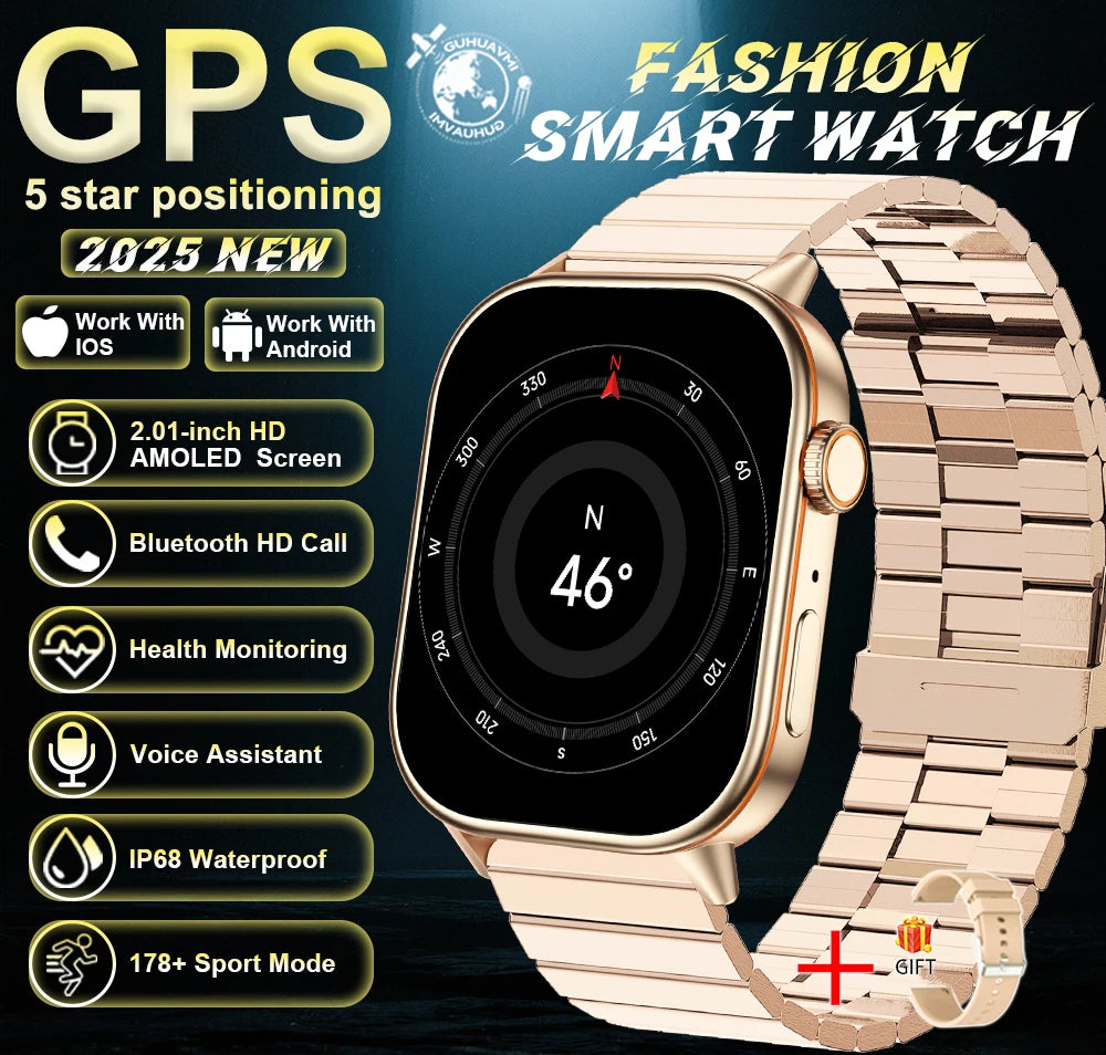 Robuste 2025 Militär GPS Smartwatch mit Taschenlampe & Bluetooth-Anruf für Android & iOS