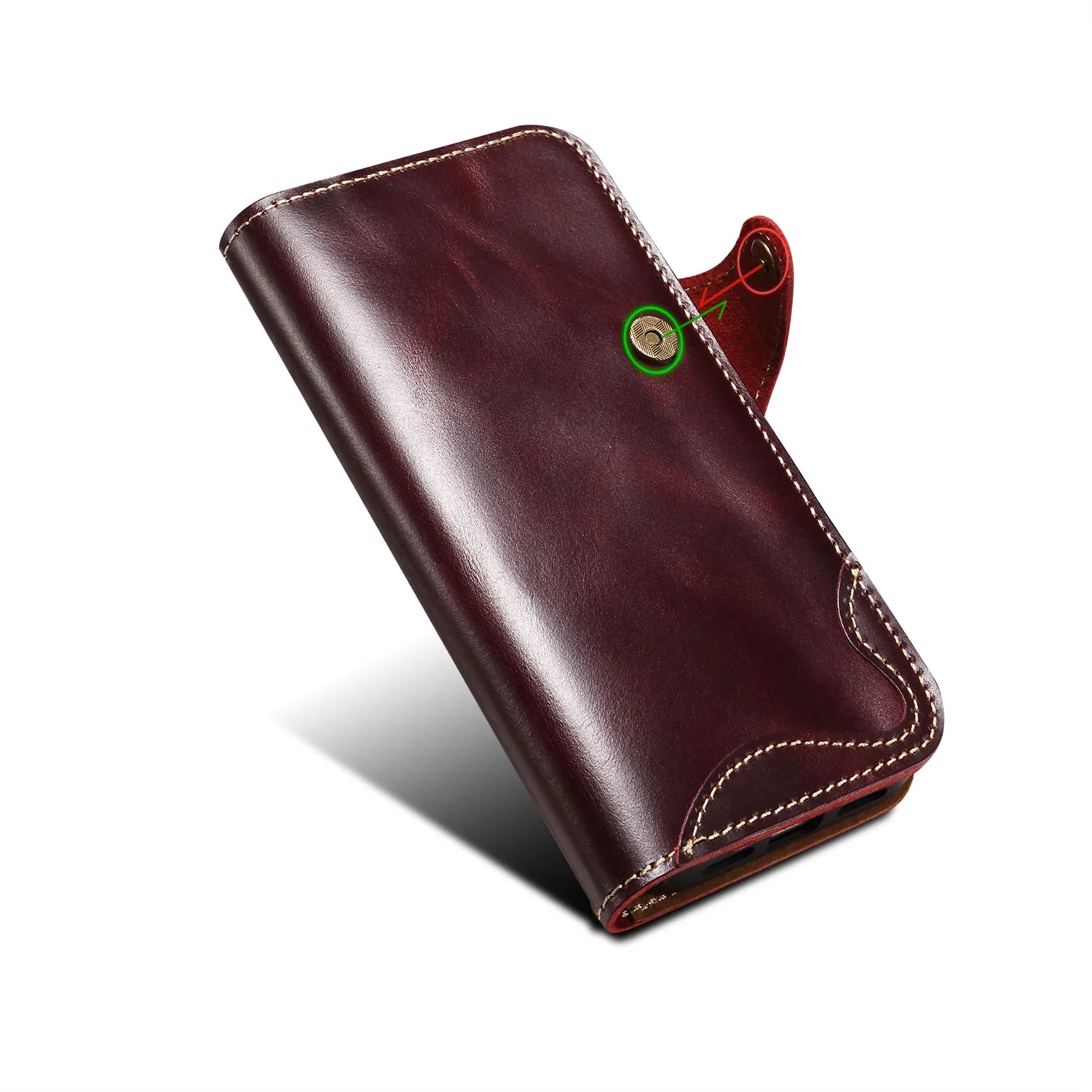 Denior Luxus-Ölwachs Echtleder Tasche für iPhone 17 Pro Max