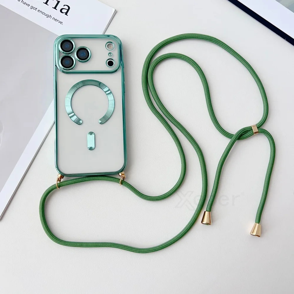 iPhone Hülle mit Magnet & Band – Transparent & Soft