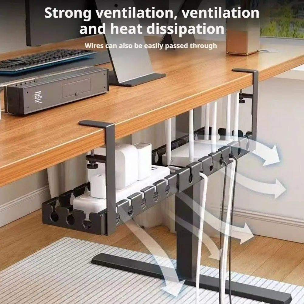 Extendable cable management tray under desk