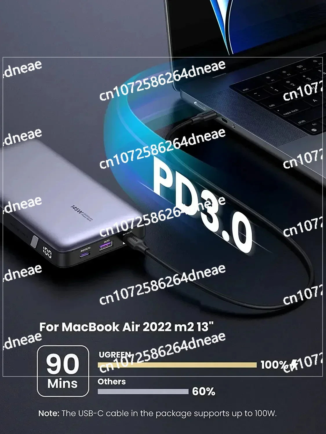 Leistungsstarke Powerbank 25000mAh 145W Schnellladung