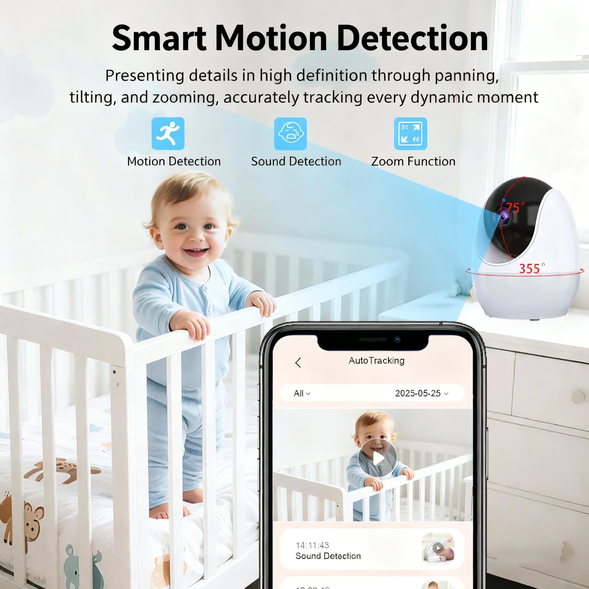 4,3-Zoll Baby Monitor mit Zoomkamera & Nachtlicht