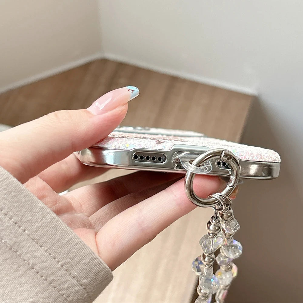 Schmetterling Hülle mit Perlenkette für iPhone 17