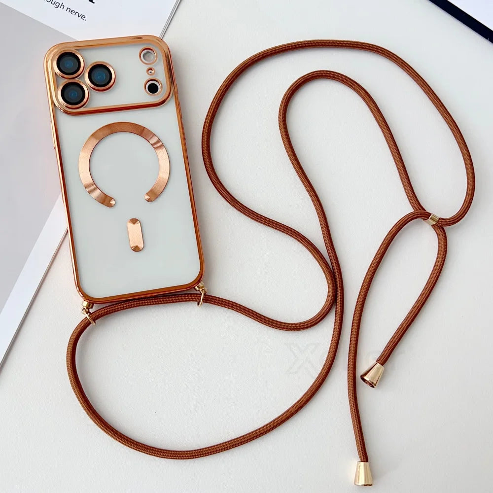 iPhone Hülle mit Magnet & Band – Transparent & Soft