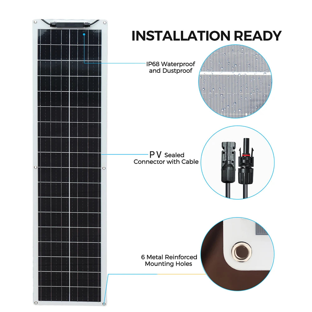 50W 12V Solar Panel Starter Kit for Motorhomes & Campers