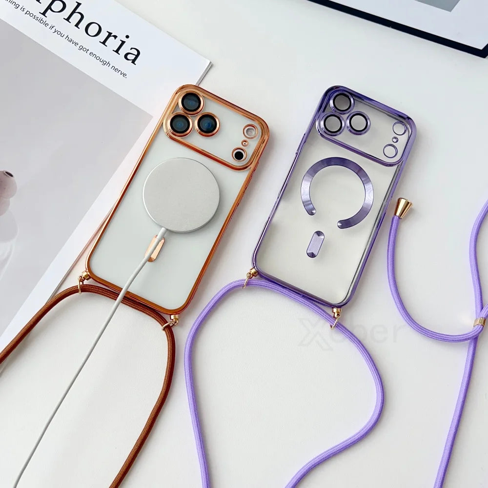 iPhone Hülle mit Magnet & Band – Transparent & Soft