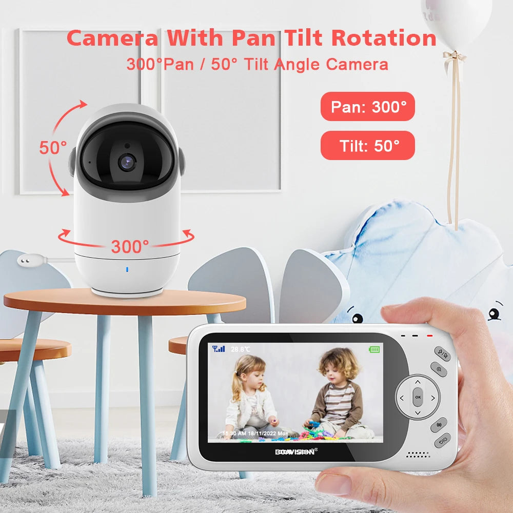 Video Baby Monitor 4.3 Inch Pan Tilt Camera