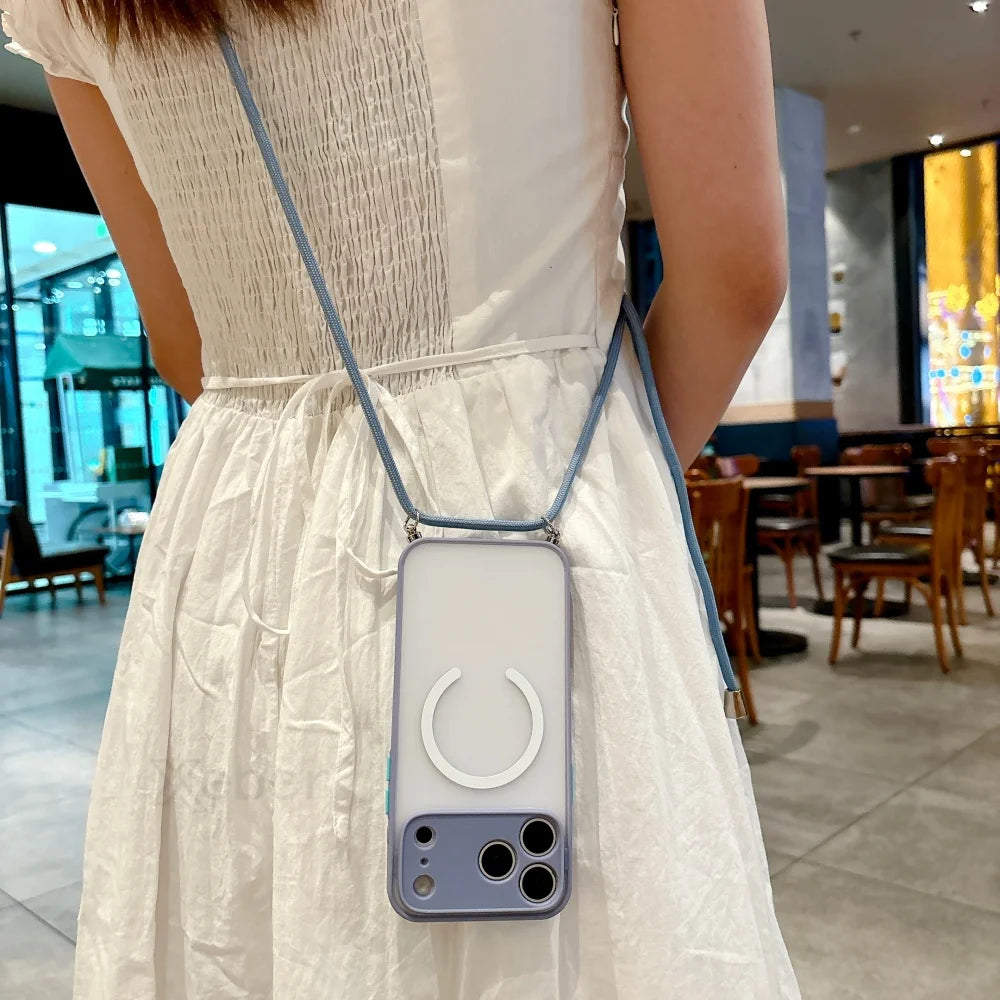 Magnetische Magsafe-Hülle mit Band für iPhone 11–17
