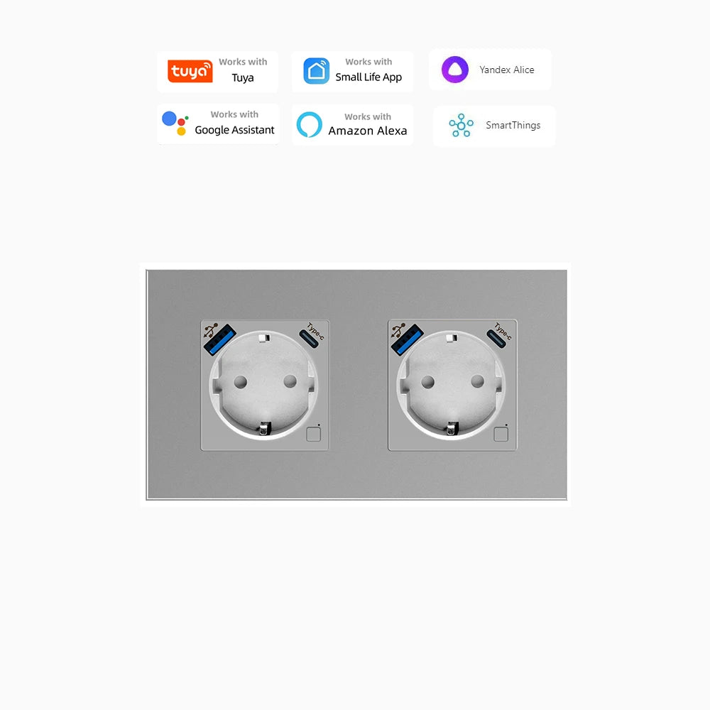 Smart WiFi socket EU USB Type-C Timer Alexa