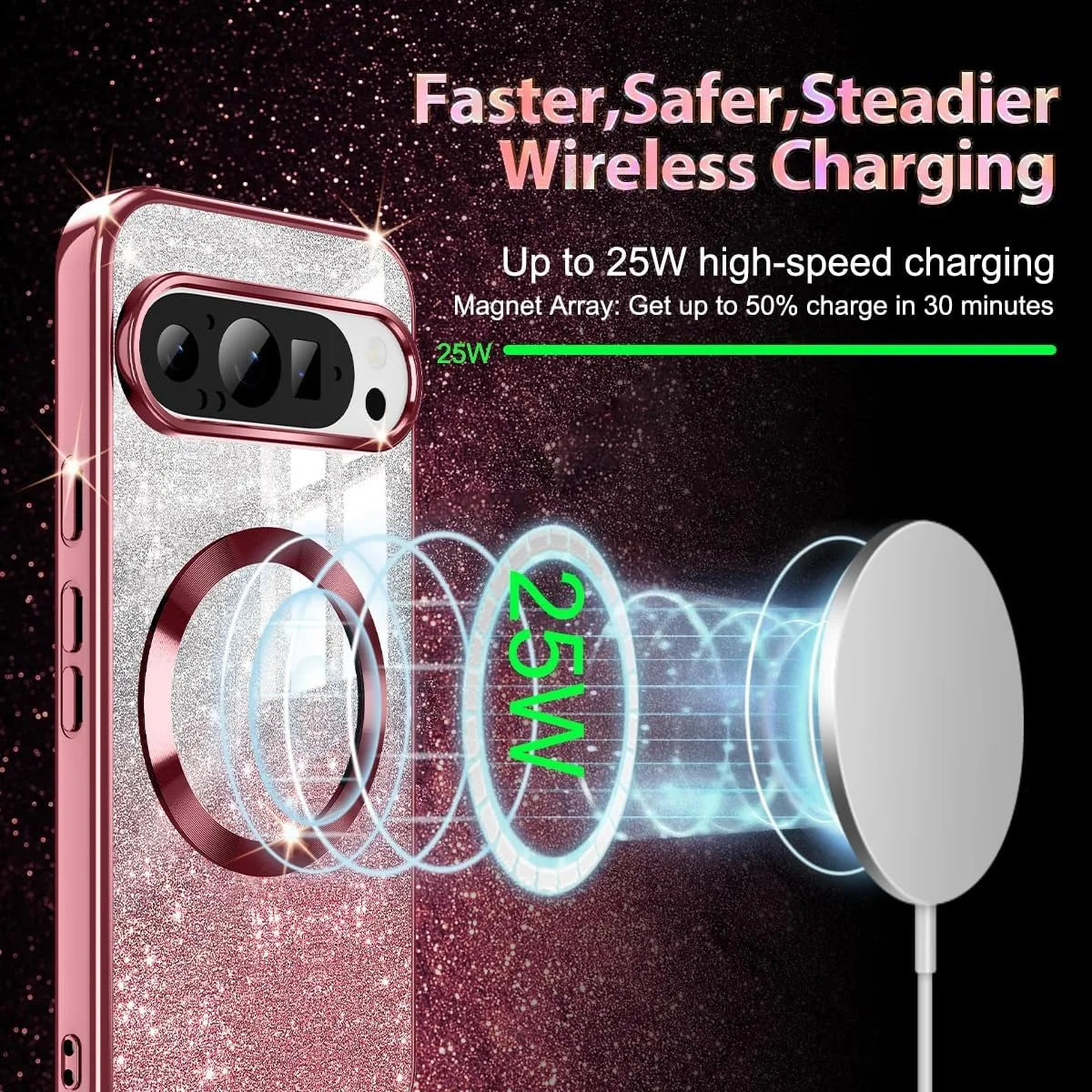 Glitzer Transparente Magsafe Hülle Pixel