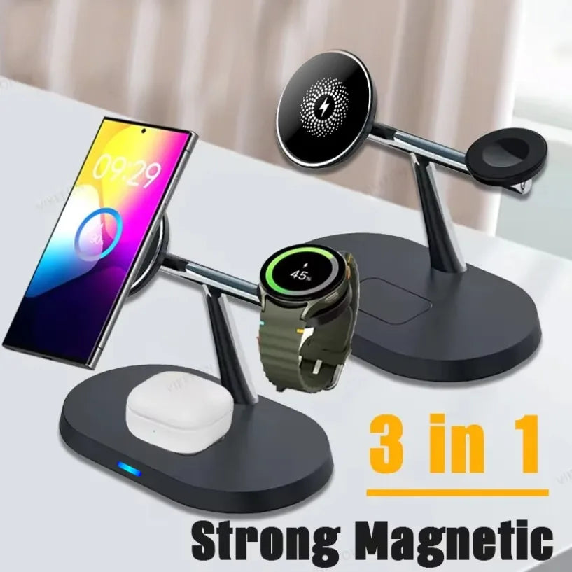 3-in-1 Magnet Ladegerät für iPhone & Galaxy Uhr