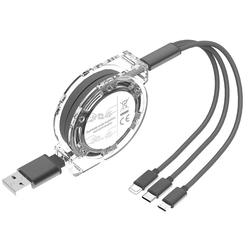 3-in-1 Einziehbares USB-Ladekabel