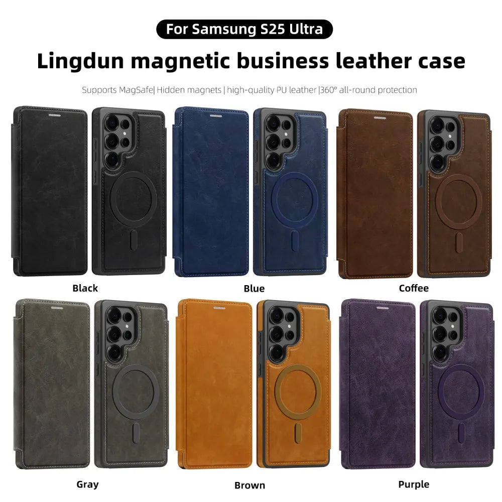Flip-Lederhülle für Samsung S25 Ultra MagSafe Schutz