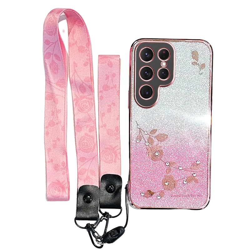 Ewige Blüten Glitzer Hülle für Samsung S25 Ultra