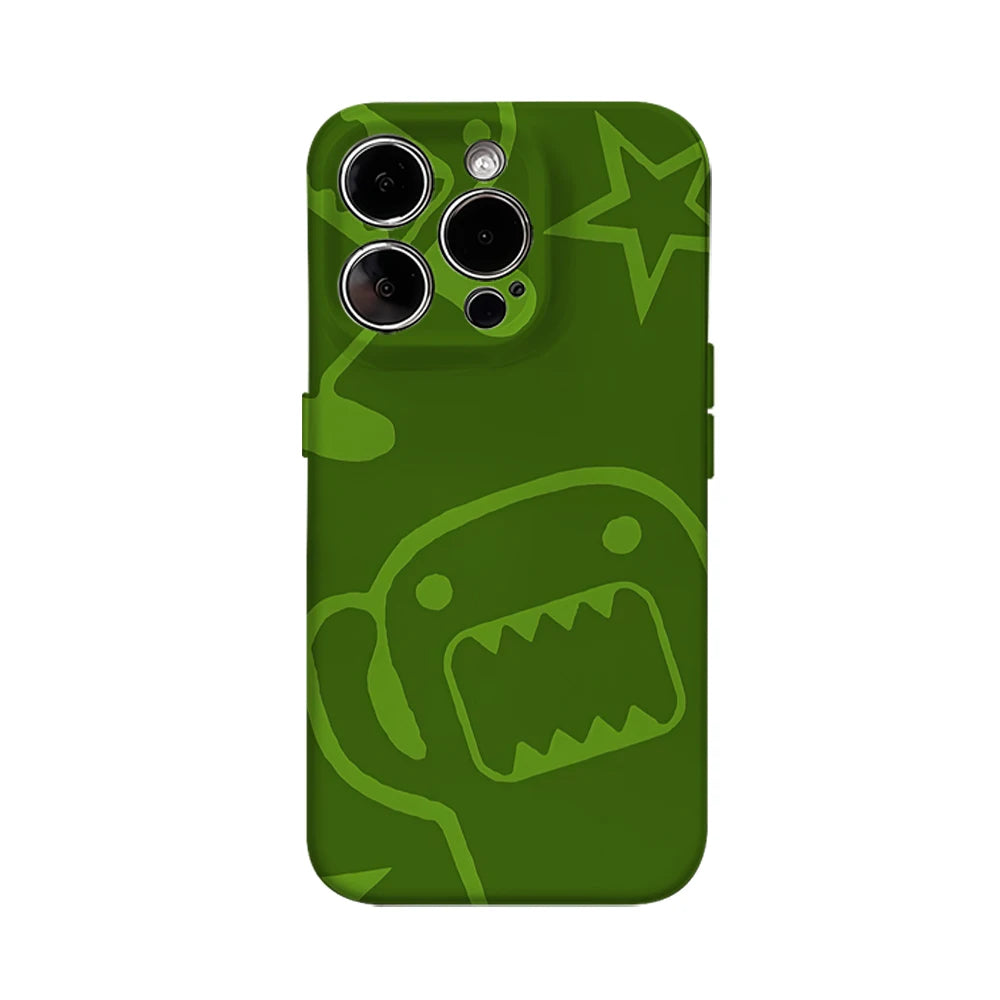 Domo iPhone case, green, with double back