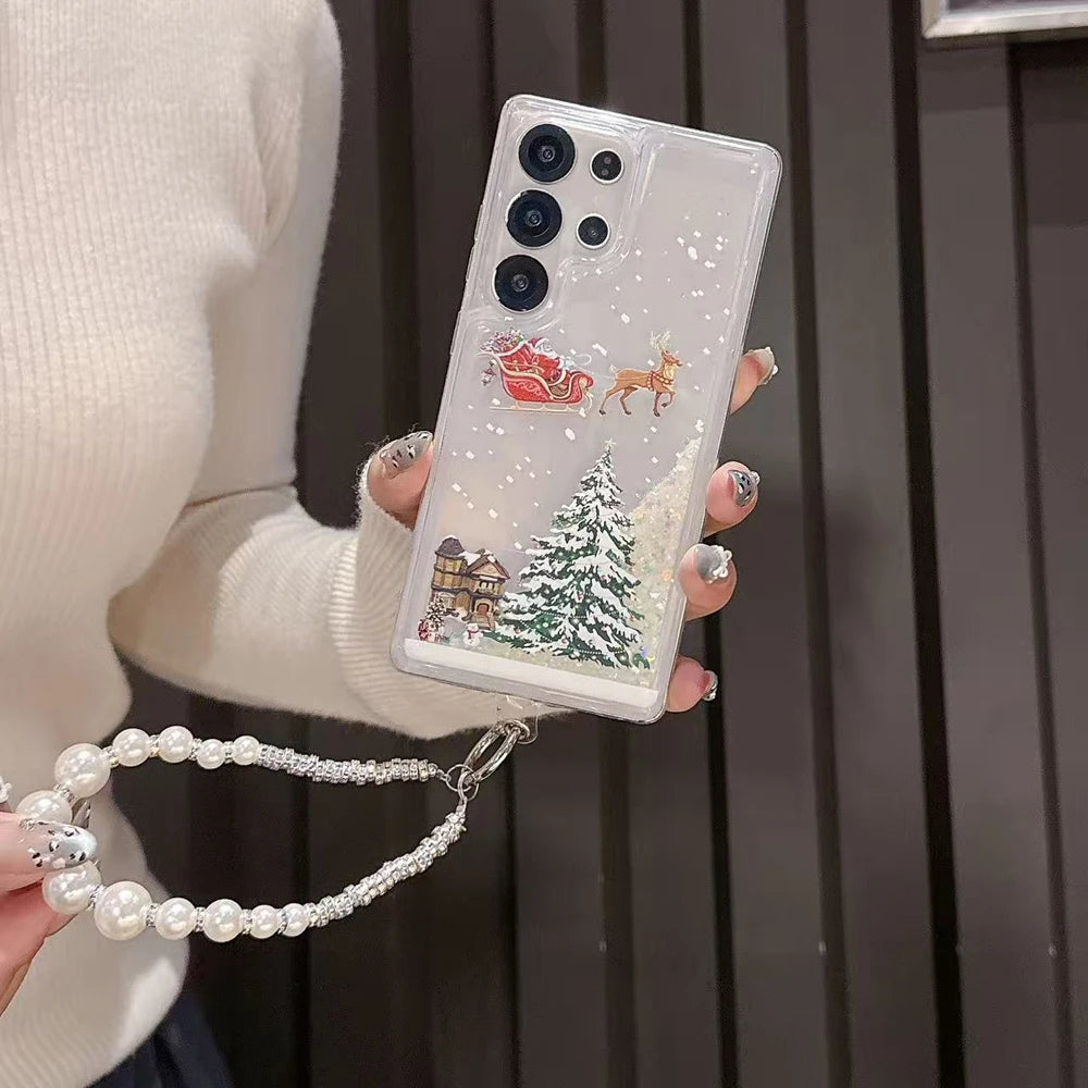 Weihnachts Glitzer Flüssig Hülle für Samsung S25