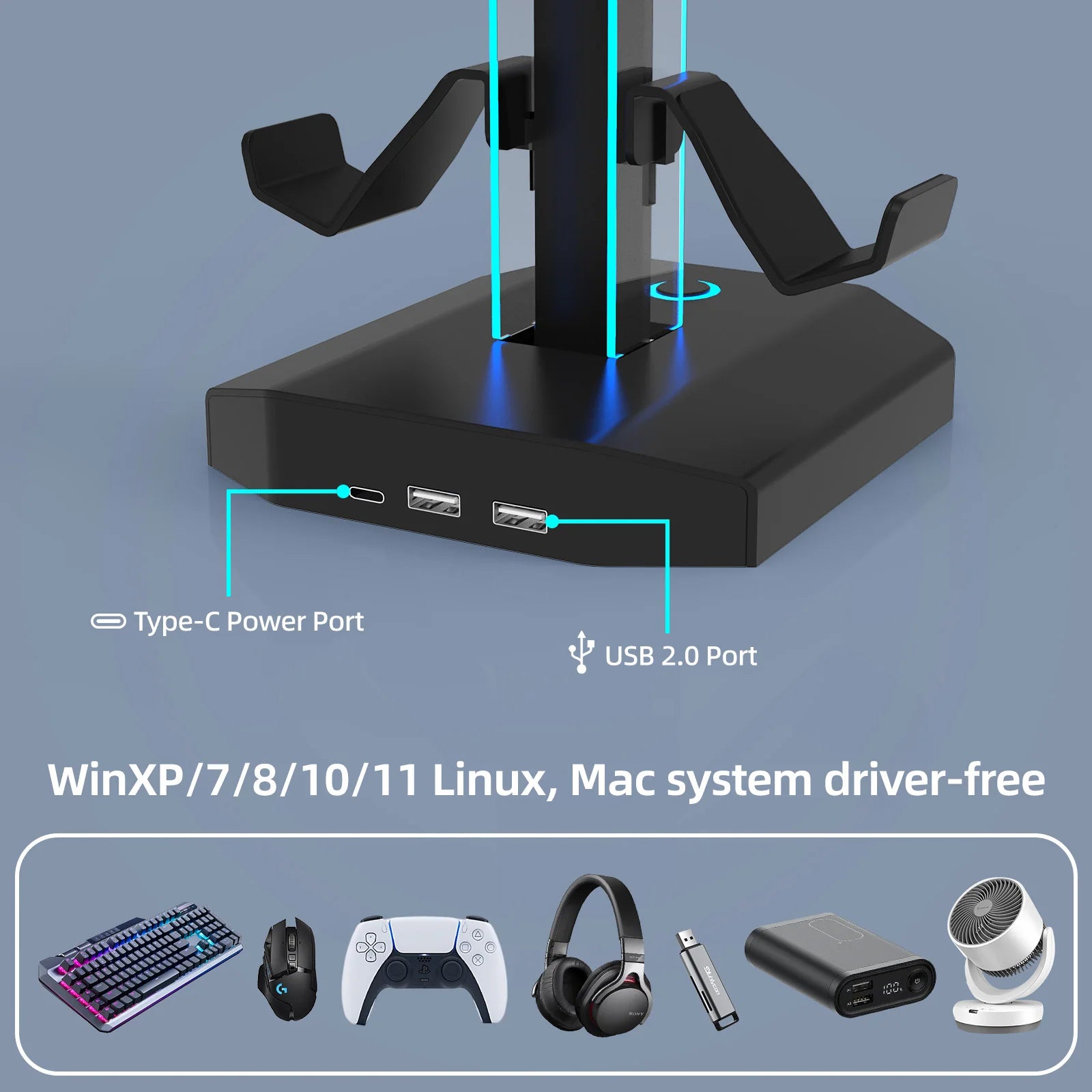 Universal Gaming Controller und Kopfhörerständer RGB