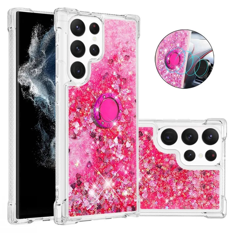 Treibsand Glitzer Hülle mit Ring für Galaxy S25 Ultra